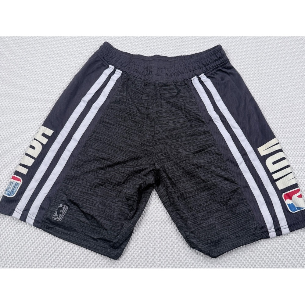 NBA Youth Athletic Basketball Shorts Gray Black Logo Graphic Size Medium